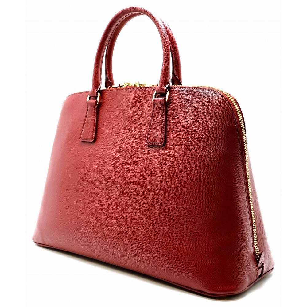 Prada Leather Saffiano Cerise Handbag Red